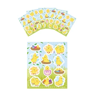 Image of HENBRANDT 12 x Easter Chick Stickers (1 sheet) Mini for Children Reward Arts and Crafts Kids Spring Party Bag Favours Loot Fillers Lucky Dip
