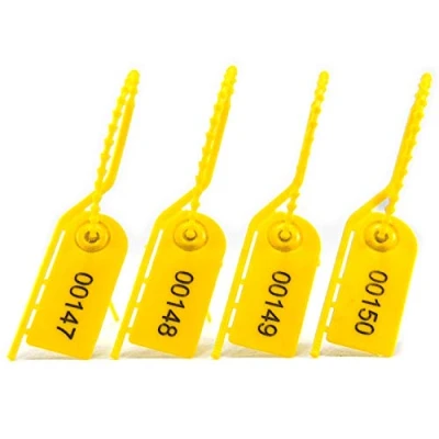 Image of 500 Security Tags Cable Ties Numbered Pull Tite Secure Anti Tamper Seals Adjustable Length Plastic Label 210mm (Yellow)