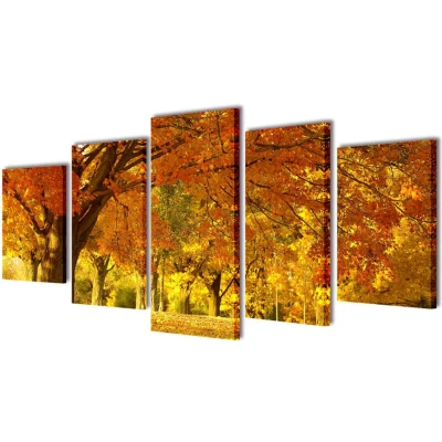 Image of vidaXL Canvas Wall Print Set Maple 100 x 50 cm