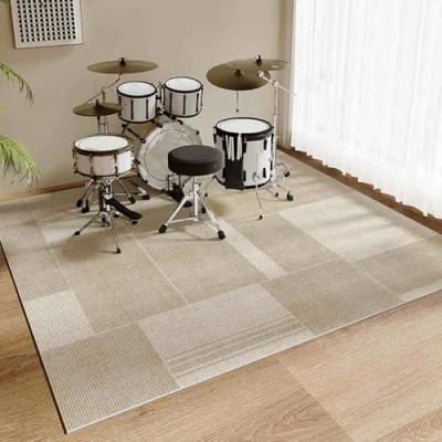 Image of Drum Mat Rug Soundproof Rugs 180 x 160 cm Non Slip Carpet Musical Instrument Pads Professional Rectangle Electronic Jazz Kit, For Bass Snare And Other