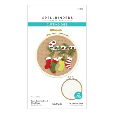 Image of Spellbinders S3 519 Faux Embroidered Stockings Etched Dies from The Nichol&#039;s Needlework Collection by Nichol Spohr