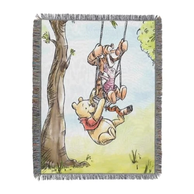 Image of Northwest Winnie The Pooh Woven Tapestry Throw Blanket, 48&quot; x 60&quot;, Having Fun