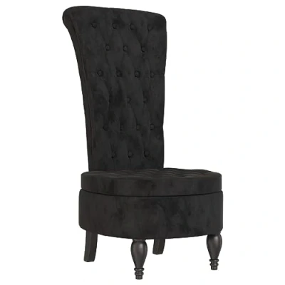 Image of vidaXL High Back Chair in Black Luxurious Velvet Upholstery with Button Design Comfortable and Sturdy Wooden Construction Ideal for Office Living Room