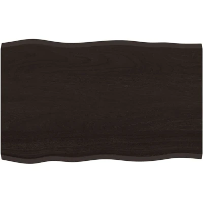 Image of vidaXL Table Top Dark Brown 80x50x2 cm Treated Solid Wood Oak Live Edge