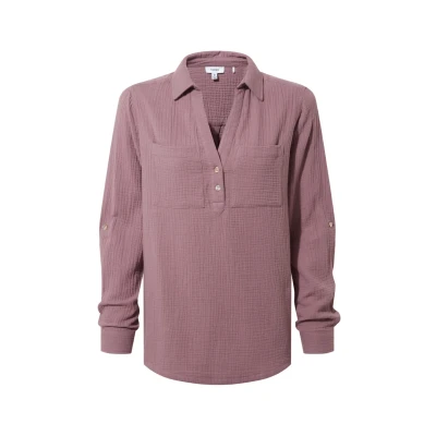 Image of TOG24 Cruise Women&#039;s Long Sleeve Shirt. This Blouse is Crafted from 100% Sustainable Cotton. Make Womens an Essential Part of Your Summer Wardrobe Today. Mauve