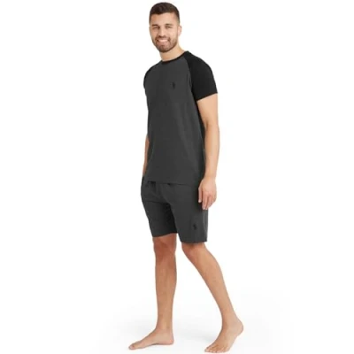 Image of Snuggaroo Mens Raglan Short Sleeve Pyjama Set Char/Black M