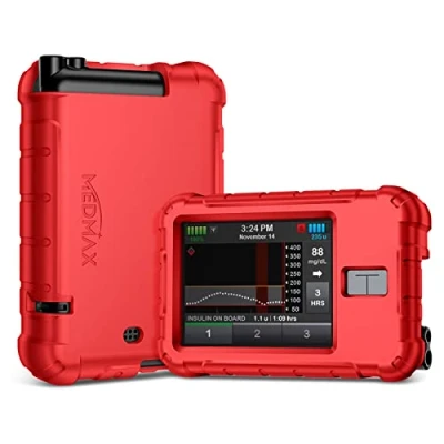 Image of MEDMAX Silicone Case for Tandem T:Slim X2 / Insulin Pumps, Shockproof Anti Slip Protective Cover Soft Gel Skin with Raised Bezel T:Slim/T:Slim (Red)