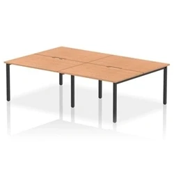 Image of Evolve Plus 1200mm B2B 4 Person Office Bench Desk Oak Top Black Frame