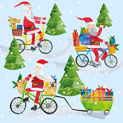 Image of Cycling Santas Pack of 5 Charity Christmas Cards