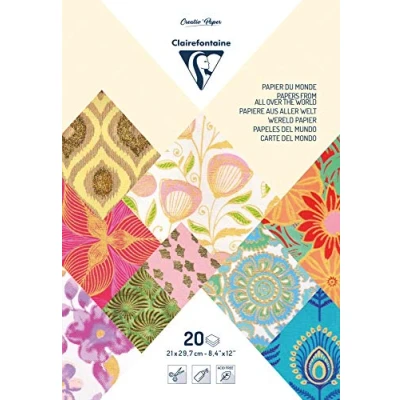 Image of Clairefontaine Ref 95097C PaperTouch Handmade Papers (Pack of 20 Sheets) A4 (210 x 297mm) in Size, Acid Free Paper, Suitable for Cutting &amp; Gluing Yellows/Oranges