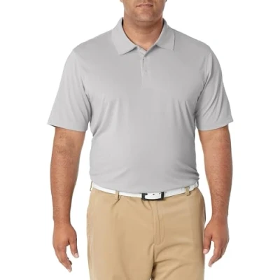 Image of Amazon Essentials Men&#039;s Regular Fit Quick Dry Golf Polo Shirt, Light Grey Heather, XS