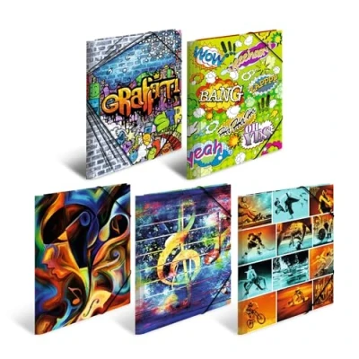 Image of HERMA Collector&#039;s Folders A4 Design Set, Pack of 10, Children&#039;s Plastic Corner Folder with Art Motif, Elastic Band, Inner Flaps and Print for Boys Girls