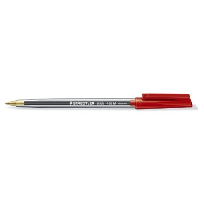 Image of Staedtler Stick Ballpoint Pen Medium Tip Tamper Proof Ink (Pack of 50 red