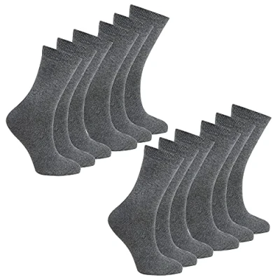 Image of Metzuyan Kids Unisex Girls Boys Back To School Socks Plain 12 Pairs Grey 9