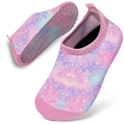 Image of Water Shoes Toddler Kids Baby Infant Girls Beach Swim Barefoot Aqua Socks Non Slip for Swmming Pool Park(Pink Purple Star,30/31)