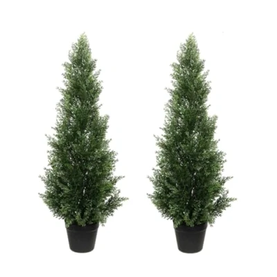 Image of Best Artificial Pair of 3ft 90cm Conifer Pine Cypress Cedar Trees