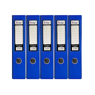 Image of indigo® Premium A4 Office Lever Arch File Durable, Organized Storage (FSC Certified, Blue, 70mm Spine Pack of 5)