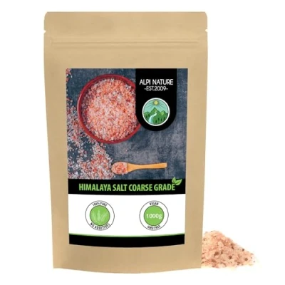 Image of pink Himalayan salt Coarse grade (1kg), crystal salt, known as from the Khewra mines in Punjab, Pakistan, 2 4mm for mill, all natural rock