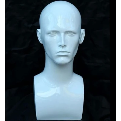 Image of Forever Young White Glossy Professional Male Mannequin Head for Display Headset, Headphone, Game Console, Hats, Wigs Jewellery