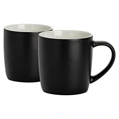 Image of 2x Black 350ml Matt Coloured Coffee Mugs By Argon Tableware