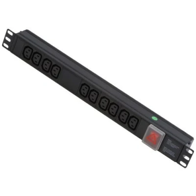 Image of LINDY 1U 10 Way Horizontal Mount PDU IEC C14 Male to x Mains Sockets Switched 3m