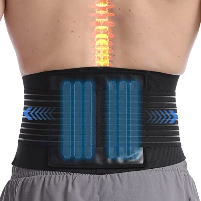 Image of Paskyee Lower Back Support Belt with 6 Stays Brace for Scoliosis &amp; Sciatica and Pain Relief Lumbar Men Women, Adjustable PU