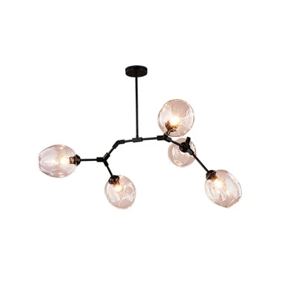 Image of Corfu Ceiling Pendant 5 Light Metal Glass Black