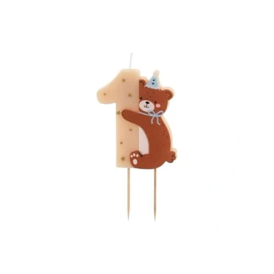 Image of 1 Teddy Bear First Birthday Kids Cake Candle