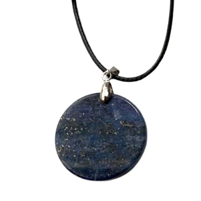 Image of VIE Coin Pendant, Black Cord (Lapis Lazuli)