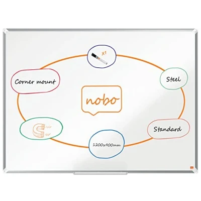Image of Nobo Premium Plus Steel Magnetic Whiteboard 1200x900mm, Aluminium Trim, EU Ecolabel Certified, 1915156
