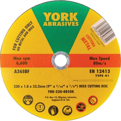 Image of York 230 X 1.8 22MM A36 S BF Inox Thin Reinforced Flat Cutting Discs Type 41