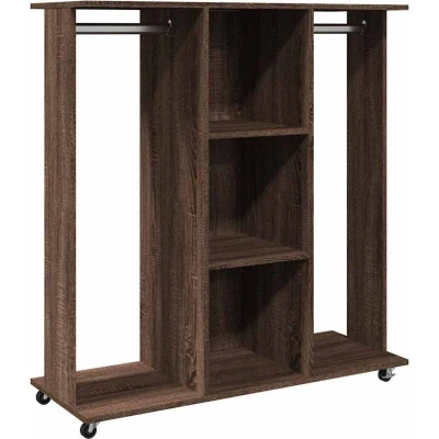 Image of vidaXL Wardrobe with Wheels Brown Oak 102x38x110 cm Engineered Wood