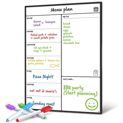 Image of Smart Panda A3 Magnetic Whiteboard Fridge Calendar Meal Planner and Shopping List White Board Memo Family Notice Weekly