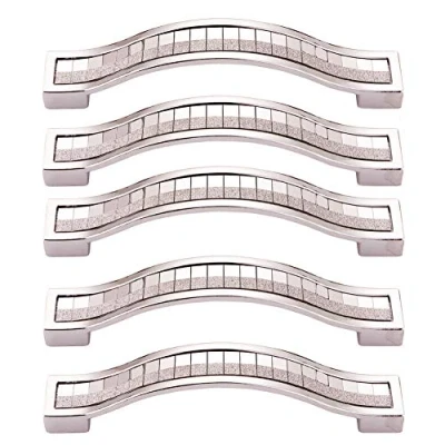 Image of BOZONLI 5pcs Rhinestone Crystal Wardrobe Handles Europe Style Zinc Alloy Furniture Door Pull Handle for Kitchen Cabinet Cupboard Dresser Knobs (160mm, Silver)