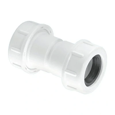 Image of McAlpine R1M CO Flexible to Rigid Overflow Pipe Straight Connector, White