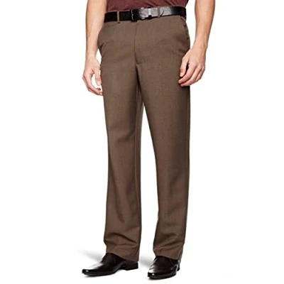 Image of Farah Classic Flexiwaist Straight Men&#039;s Trousers Taupe Marl W32 INxL31 in