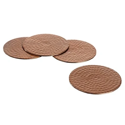 Image of The Just Slate Company 4 Flat Hammered Copper Coasters, Cooper