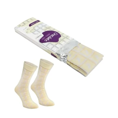 Image of Rainbow Socks Men Women Novelty Chocolate Bar 1 Pair White Size 4 7