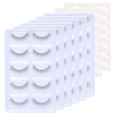 Image of 25 Pairs Practice Lashes for Eyelash Extensions Supplies Training Eye Lash Strips Self Adhesive Mimic Natural in 5 Bulks by EMEDA