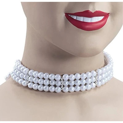 Image of Bristol Novelty BA769 Pearl Choker, Womens, White, One Size