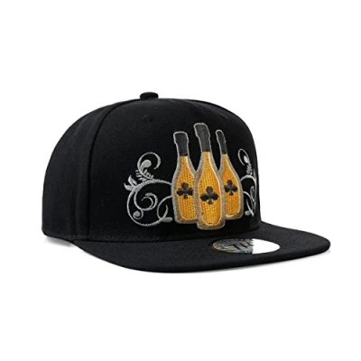 Image of True Heads Champagne Bottles Black Snapback Baseball Cap