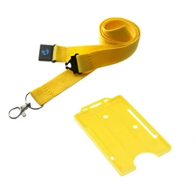Image of 20mm Lanyard with Safety Break Away and Matching Single Vertical Card Holder (Yellow)