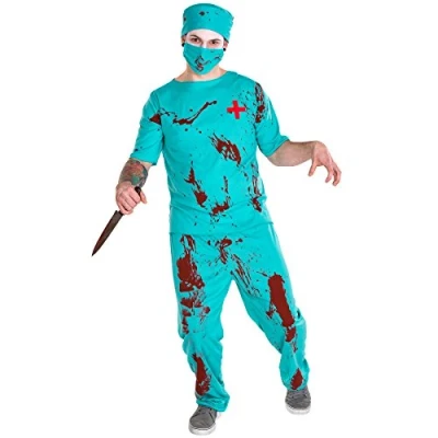 Image of TecTake dressforfun 900049 Men&#039;s zombie doctor costume Bloody dr scrubs Halloween fancy dress outfit with blood print Great for parties (XL No. 300185)
