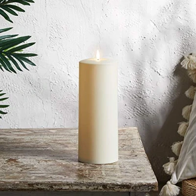 Image of Lights4fun TruGlow® Outdoor Waterproof Flameless LED Pillar Candle Battery Operated with Timer 25cm
