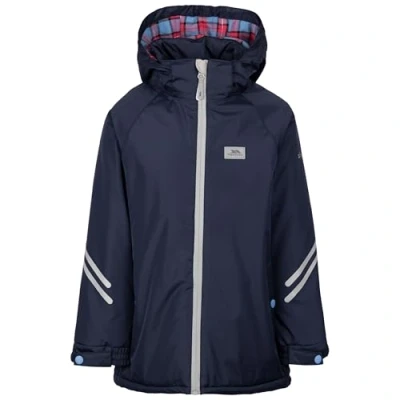 Image of Trespass Kids Waterproof Jacket Valleyfield Padded Longer Length Raincoat for with taped Seams, Detachable Hood, Reflective Detail &amp; 2 Pockets