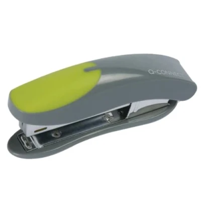 Image of Q Connect Mini Plastic Stapler Grey/Green (Capacity: 12 sheets of 80gsm paper) KF00991