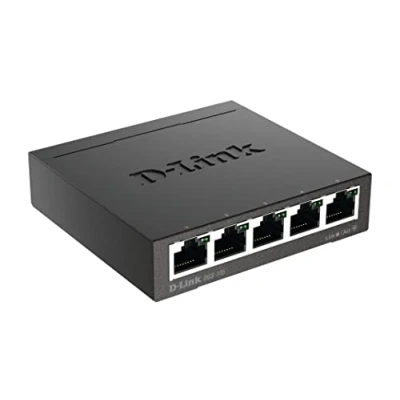 Image of D Link DGS 105/B 5 Port Gigabit Unmanaged Metal Desktop Switch 10/100/1000 Mbit/s UK Version, black