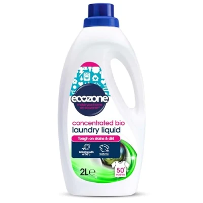 Image of Ecozone Super Concentrated Biological Laundry Liquid, Bio Detergent, Washing Machine Powerful Clothing Stain Removal &amp; Cleaning, Natural Vegan, Non Toxic, Eco Friendly, Gentle on Skin, 50 washes (2L)