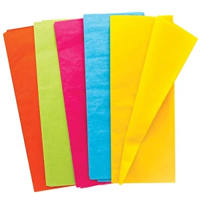 Image of Baker Ross FE486 Neon Tissue Paper Pack of 24, Coloured Art Supplies for Kids Craft Making Activities