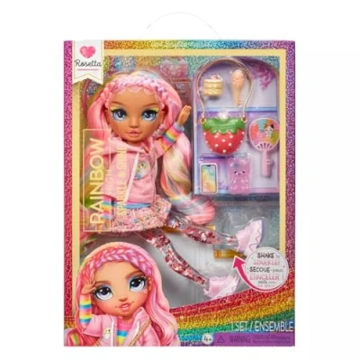 Image of Rainbow High Sparkle and Shine Rosetta (Pink) 28 cm Fashion Doll with Liquid Sparkles in Her Legs, Shake To See Them Sparkle, for Kids 4 12 Years Old